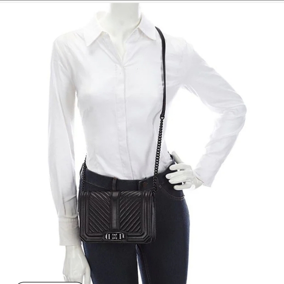 REBECCA MINKOFFChevron Quilted Small Turn Lock LoveCrossbody Bag - Picture 11 of 12